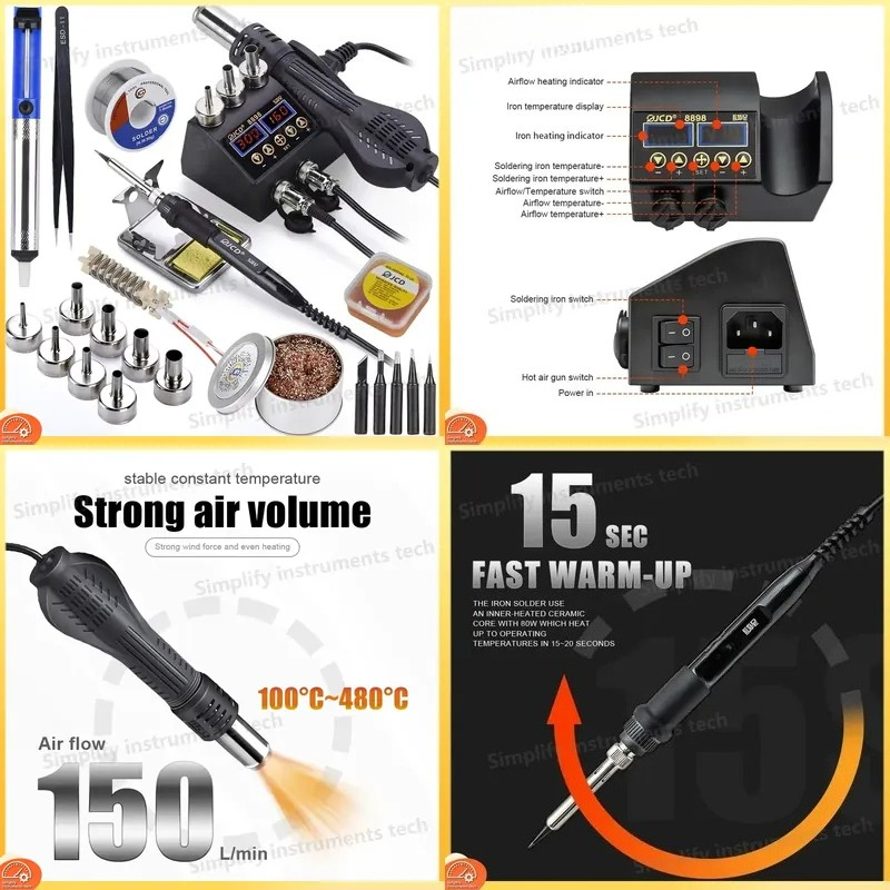 8898 Soldering Station 750W 2  - 2 In 1 Soldering Rework Station 750W review and price